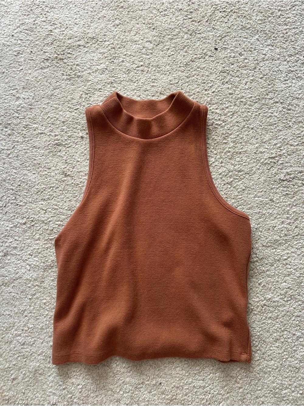 a new day Mock Neck Ribbed Tank Top - Rust